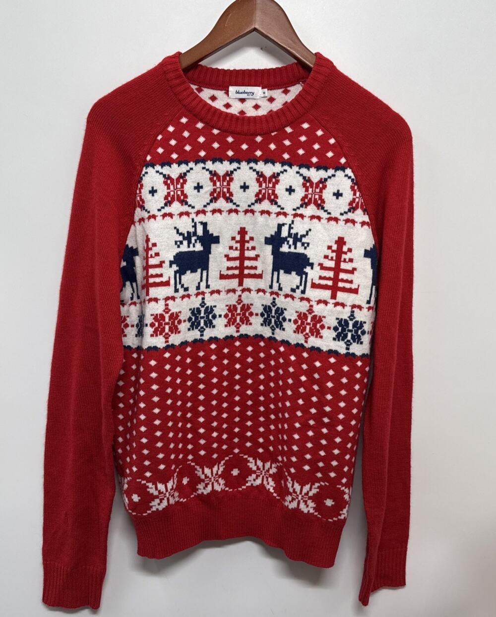 Blueberry Pet Family Women Christmas Sweater Size M Red/white